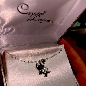 Crystal Luxuries Blue Diamond and Silver Elephant Charm Necklace